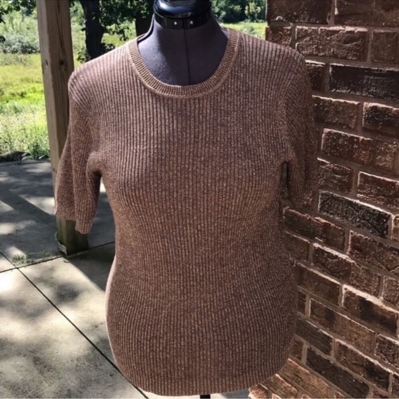 SAKS FIFTH AVENUE VINTAGE Silk Sweater Gold XL EUC - Picture 1 of 5